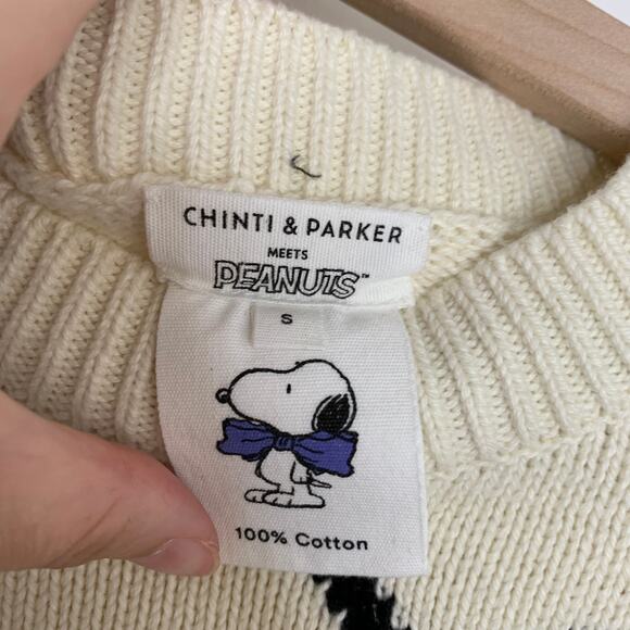 CHINTI & PARKER Snoopy & Charlie Hug Sweater In Nude Small NWOT - Picture 10 of 13
